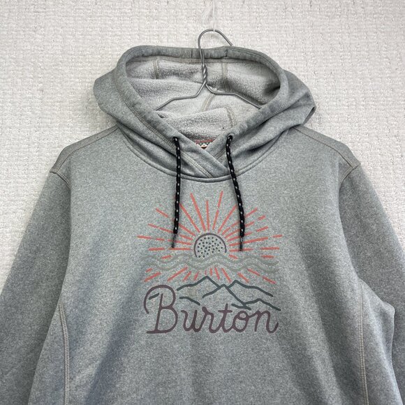 Burton Hoodie Sweatshirt Men's Size Medium Gray Mountain / Sun Rise Doodle Read - Picture 2 of 15